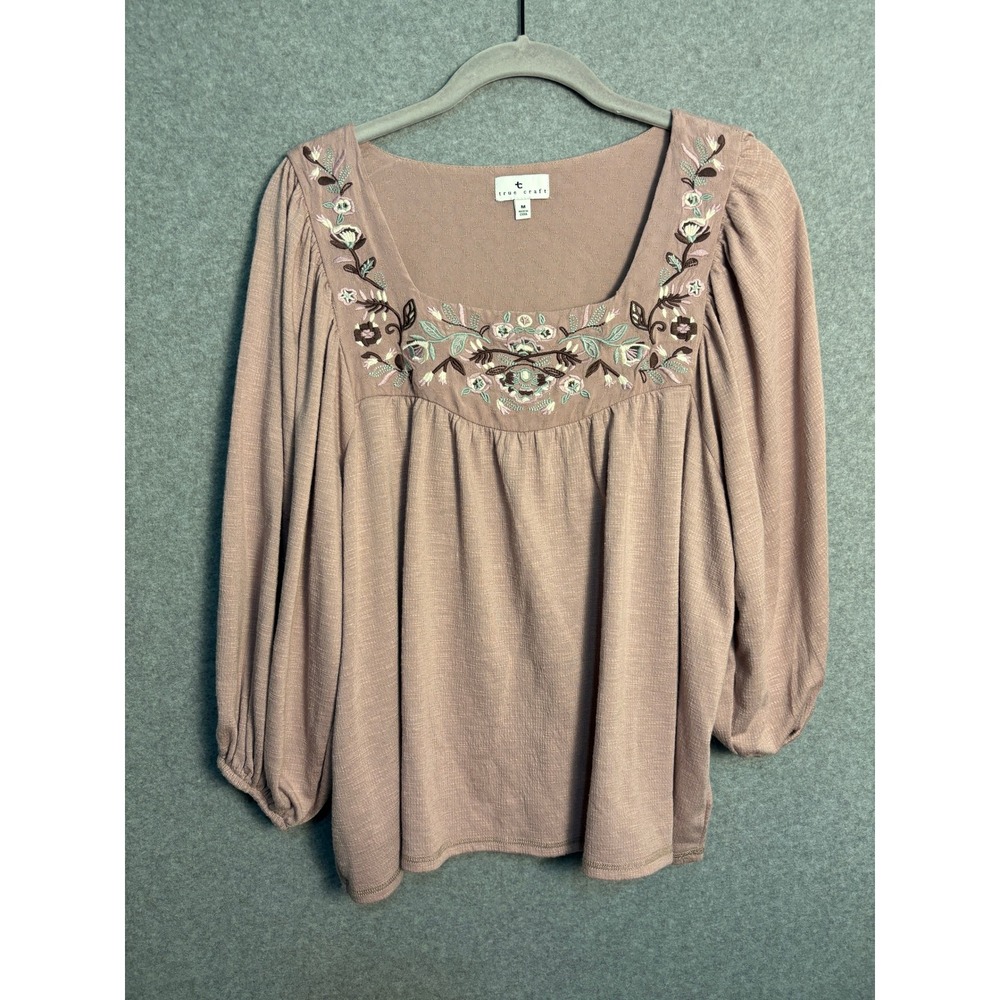 True‎ Craft Embroidered Boho Peasant Top Prairie Cottagecore Fairy Grunge M